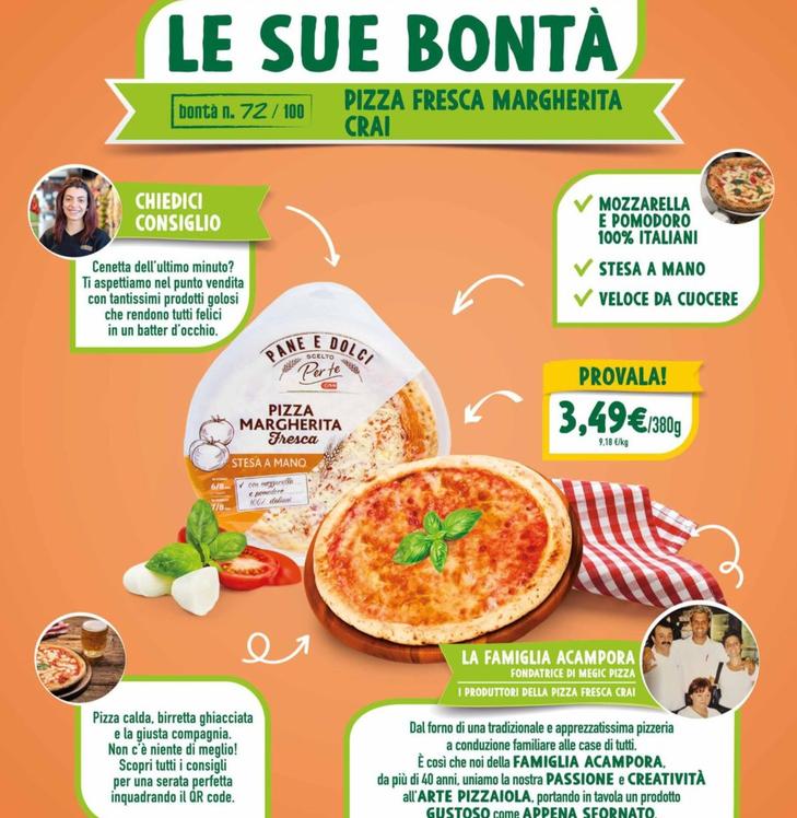 Offerta per Crai - Pizza Fresca Margherita a 3,49€ in Crai