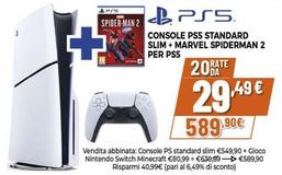 Offerta per Sony - Console PS5 Standard Slim + Marvel Spiderman 2 Per PS5 a 589,9€ in Expert