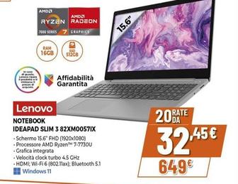 Offerta per Lenovo - Notebook Ideapad Slim 3 82XM0057IX a 649€ in Expert