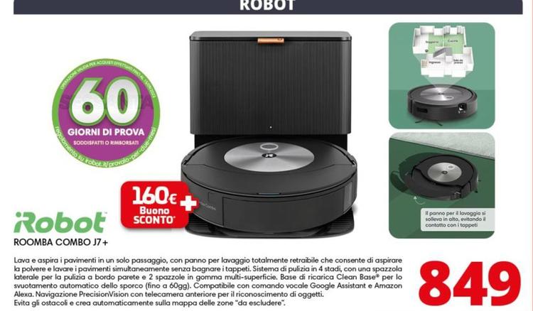 Offerta per IRobot - Roomba Combo j7+ aspirapolvere robot Sacchetto per la polvere Nero, Stainless steel a 849€ in Comet