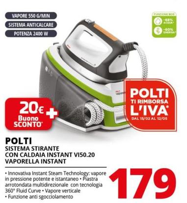 Offerta per Polti - Vaporella Instant VI50.20 2400 W 2 L Alluminio Verde, Bianco a 179€ in Comet