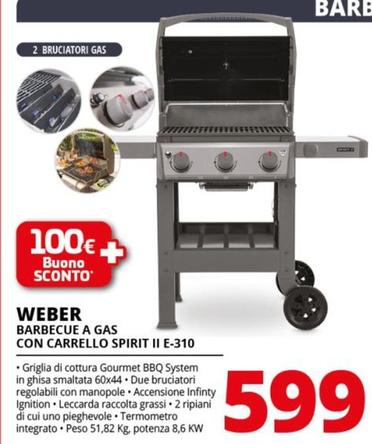 Offerta per Weber - Spirit II E-310 Barbecue Gas Zona cottura Nero, Grigio a 599€ in Comet