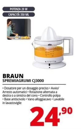Offerta per Braun - CJ3000 spremiagrumi elettrico 0,4 L 20 W Bianco a 24,9€ in Comet