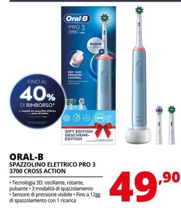 Offerta per Oral B - Spazzolino Elettrico Pro 3 3700 Cross Action a 49,9€ in Comet