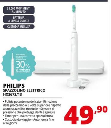 Offerta per Philips - 3100 series HX3673/13 Spazzolino elettrico sonico + la custodia da viaggio a 49,9€ in Comet