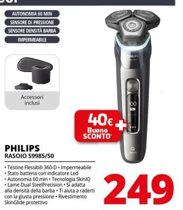 Offerta per Philips - SHAVER Series 9000 S9985/50 Rasoio elettrico Wet & Dry con SkinIQ a 249€ in Comet