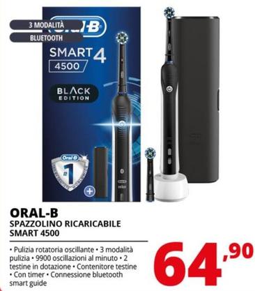 Offerta per Oral B - Spazzolino Elettrico Smart 4 4500 Nero a 64,9€ in Comet