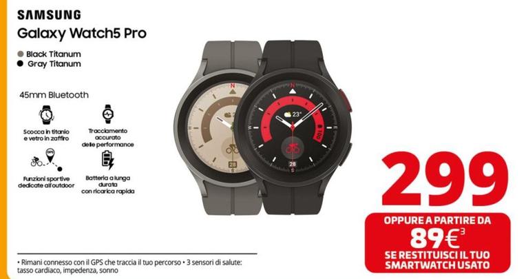 Offerta per Samsung - Galaxy Watch5 Pro Bluetooth (45mm) a 299€ in Comet