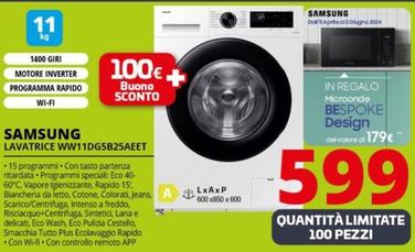 Offerta per Samsung - Lavatrice WW11DG5B25AEET  a 599€ in Comet