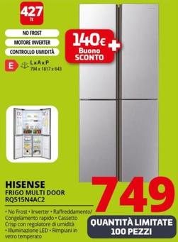 Offerta per Hisense - RQ515N4AC2 frigorifero side By Side Libera installazione 427 L E Metallico, Argento a 749€ in Comet
