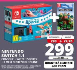 Offerta per Nintendo - Switch 1.1 Console + Switch Sports + 3 Mesi Online a 299€ in Comet