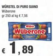 Offerta per Wuber - Würstel Di Puro Suino a 1,89€ in Crai