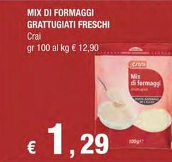 Offerta per Crai - Mix Di Formaggi Grattugiati Freschi a 1,29€ in Crai