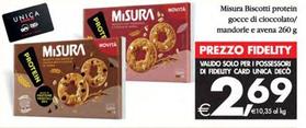 Offerta per Misura - Biscotti Protein Gocce Di Cioccolato/ Mandorle E Avena a 2,69€ in Decò