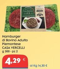 Offerta per Casa Vercelli - Hamburger Di Bovino Adulto Piemontese a 4,29€ in Gross Iper