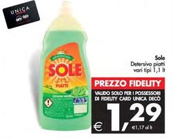 Offerta per Sole - Detersivo Piatti a 1,29€ in Decò
