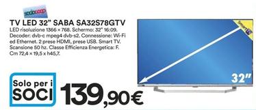 Offerta per Saba - SA32S78GTV Tv 81,3 Cm (32") Hd Smart Tv Wi Fi Grigio a 139,9€ in Ipercoop