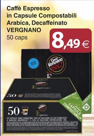 Offerta per Caffè Vergnano 1882 - Caffè Espresso In Capsule Compostabili Arabica, Decaffeinato a 8,49€ in Docks Market