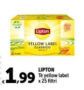 Offerta per  Lipton Tea - Tè Yellow Label X 25 Filtri  a 1,99€ in Carrefour Express