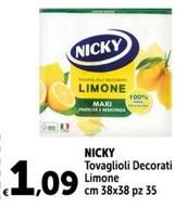 Offerta per  Nicky - Tovaglioli Decorati Limone Cm 38X38 Pz 35  a 1,09€ in Carrefour Express