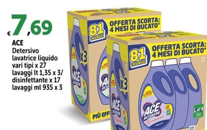 Offerta per  Ace - Detersivo Lavatrice Liquido Vari Tipi X 27 Lavaggi a 7,69€ in Carrefour Express