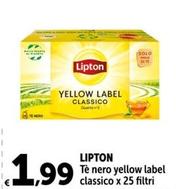 Offerta per Lipton Tea - Tè Nero Yellow Label Classico a 1,99€ in Carrefour Express