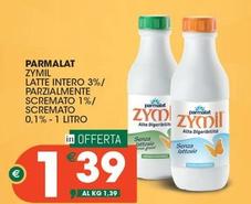 Offerta per Parmalat - Zymil Latte Intero 3%/ Parzialmente Scremato 1%/ Scremato a 1,39€ in Crai