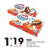 Offerta per Milk - Snack Cacao/Al Latte a 1,19€ in Crai