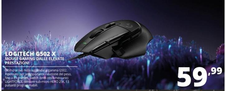 Offerta per Logitech - G502 X Mouse Gaming Dalle Elevate Prestazioni a 59,99€ in Comet