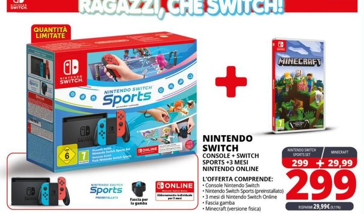 Offerta per Nintendo - Switch Console + Switch Sports + 3 Mesi Online a 299€ in Comet