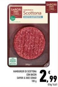 Offerta per Conad - Hamburger Di Scottona Con Bacon Sapori & Idee a 2,99€ in Conad
