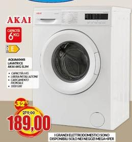 Offerta per Akai - AQUA6044S Lavatrice 6Kg Slim a 189€ in Risparmio Casa