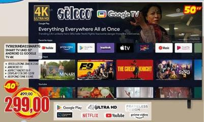Offerta per Seleco - TV5023UHDA11SMARTG Smart Tv Uhd 50" Android 11 Google Tv 4k a 299€ in Risparmio Casa