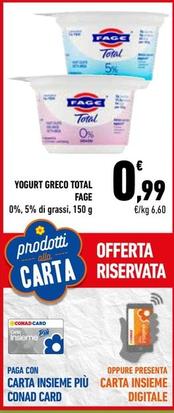 Offerta per Fage - Yogurt Greco Total a 0,99€ in Conad City