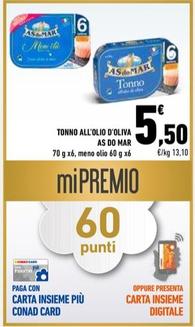 Offerta per Asdomar - Tonno All'olio D'oliva a 5,5€ in Conad Superstore