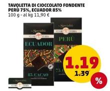 Offerta per Cuor Di Terra - Tavoletta Di Cioccolato Fondente Perù 75%, Ecuador 85% a 1,19€ in PENNY
