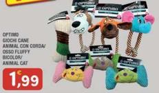 Offerta per Optimo - Giochi Cane Animal Con Corda Osso Fluffy Bicolor/ Animal Cat a 1,99€ in Maury's