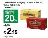 Offerta per Twinings - The Breakfast, Earl Grey, Lemon O Prince Of Wales a 2,15€ in Iper La grande i