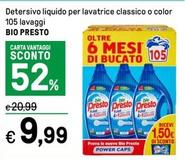 Offerta per Bio Presto - Detersivo Liquido Per Lavatrice Classico O Color a 9,99€ in Iper La grande i