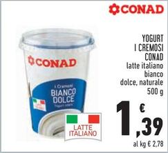 Offerta per Conad - Yogurt I Cremosi a 1,39€ in Conad City
