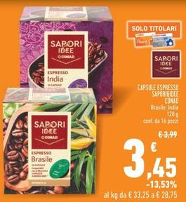 Offerta per Sapori&idee Conad - Capsule Espresso a 3,45€ in Conad Superstore