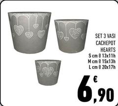 Offerta per Set 3 Vasi Cachepot Hearts a 6,9€ in Conad Superstore