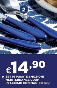 Offerta per Coop - Set 16 Posate Emozioni Mediterranee In Acciaio Con Manico Blu a 14,9€ in Coop