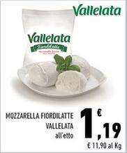 Offerta per Vallelata - Mozzarella Fiordilatte a 1,19€ in Margherita Conad