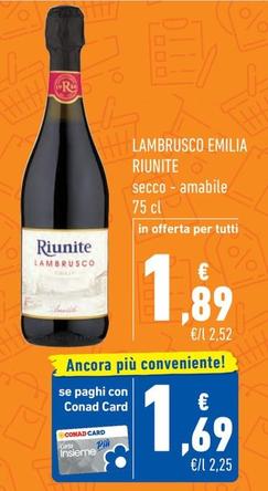 Offerta per Riunite - Lambrusco Emilia a 1,89€ in Margherita Conad