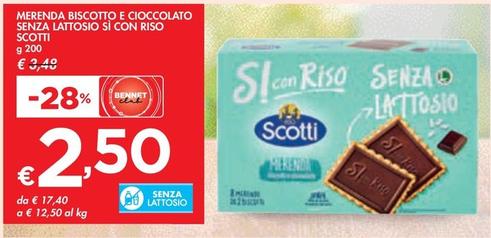 Offerta per Scotti - Merenda Biscotto E Cioccolato Senza Lattosio Sì Con Riso a 2,5€ in Bennet