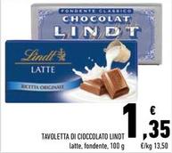 Offerta per Lindt - Tavoletta Di Cioccolato a 1,35€ in Conad