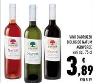 Offerta per Agriverde - Vino D'Abruzzo Biologico Natum a 3,89€ in Conad