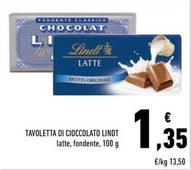 Offerta per Lindt - Tavoletta Di Cioccolato a 1,35€ in Conad Superstore