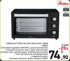 Offerta per Ardes - Forno Elettrico 30 Litri, Ventilato, 1600w a 74,9€ in Spazio Conad